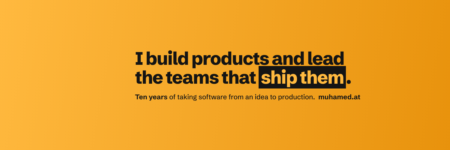 X header: I build products and lead the teams that ship them, on amber